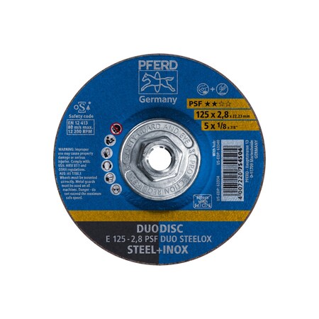 5 X 1/8 Combination Wheel, 5/8-11 Thd. - PSF DUODISC® STEELOX - Type 27